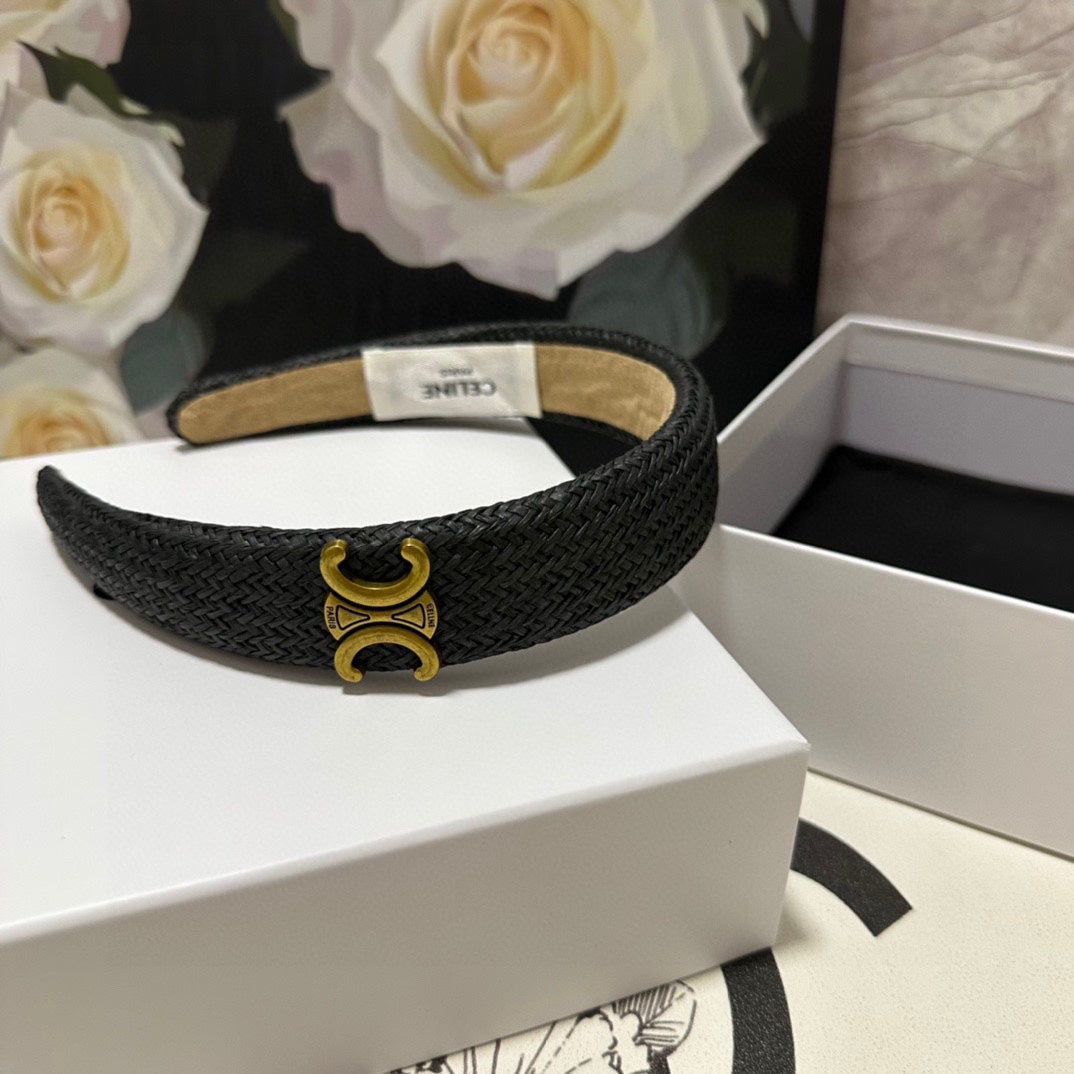 BLACK RAFFIA WOVEN HAIRBAND 400479