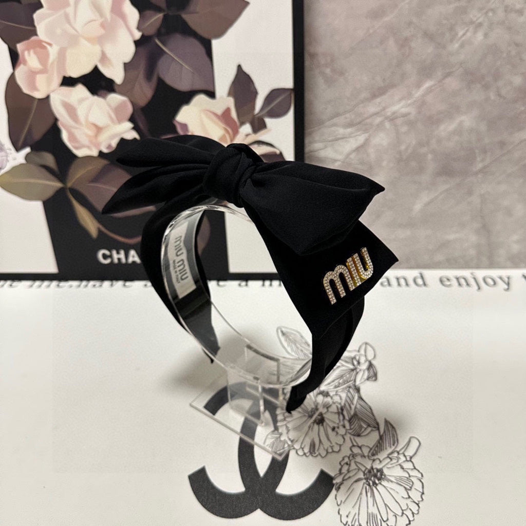 BIG BOW HEADBAND IN BLACK COTTON 432821
