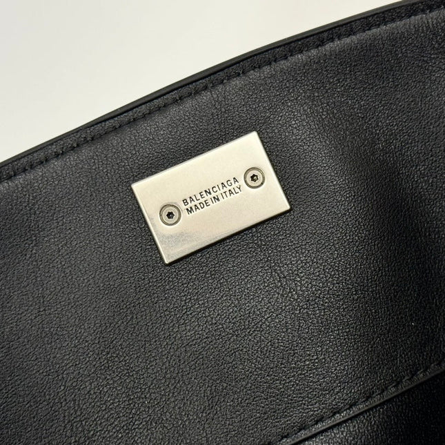 RODEO LARGE BAG 40 IN BLACK SMOOTH CALFSKIN SILVER HARDWARE