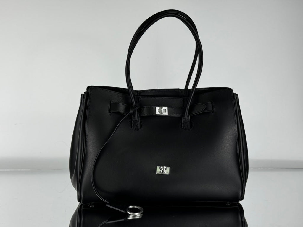 BEL AIR CARRY ALL BAG 37 IN BLACK NAPPA LAMBSKIN SILVER HARDWARE