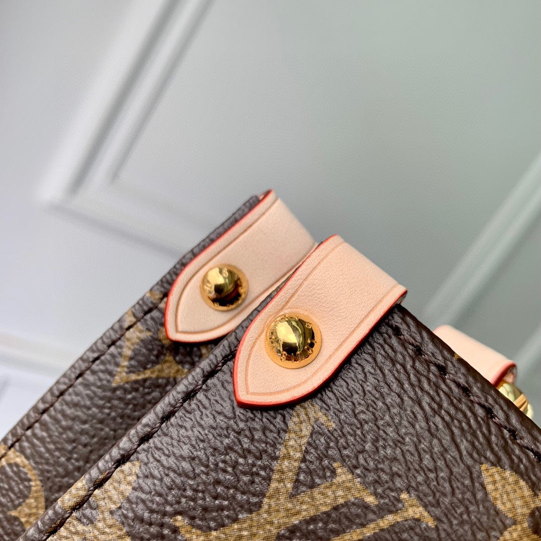 SAC PLAT 22 IN BROWN MONOGRAM COATED CANVAS AND CALFSKIN GOLD HARDWARE
