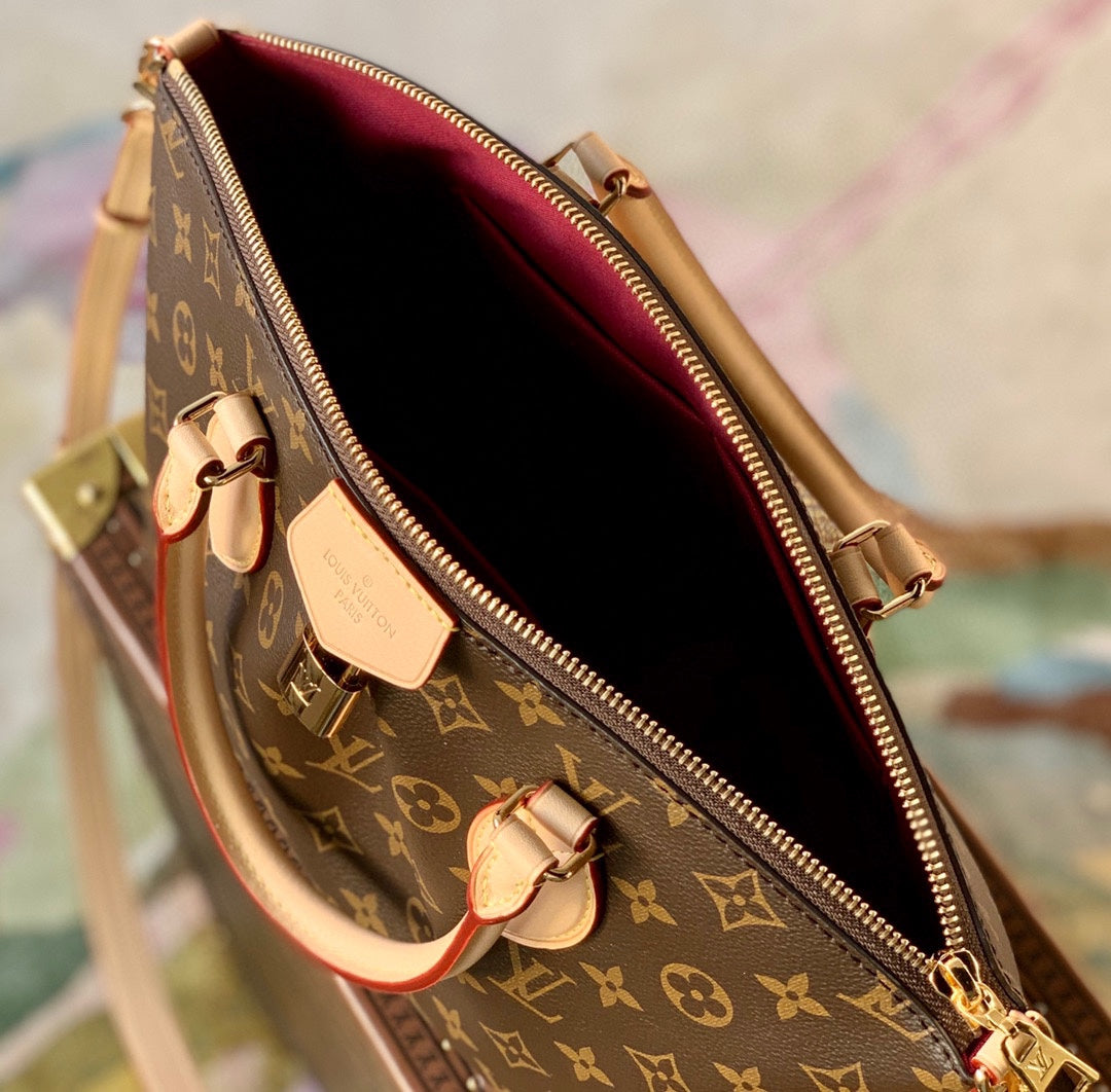 BOÉTIE PM TOTE 25 IN BROWN MONOGRAM COATED CANVAS AND CALFSKIN