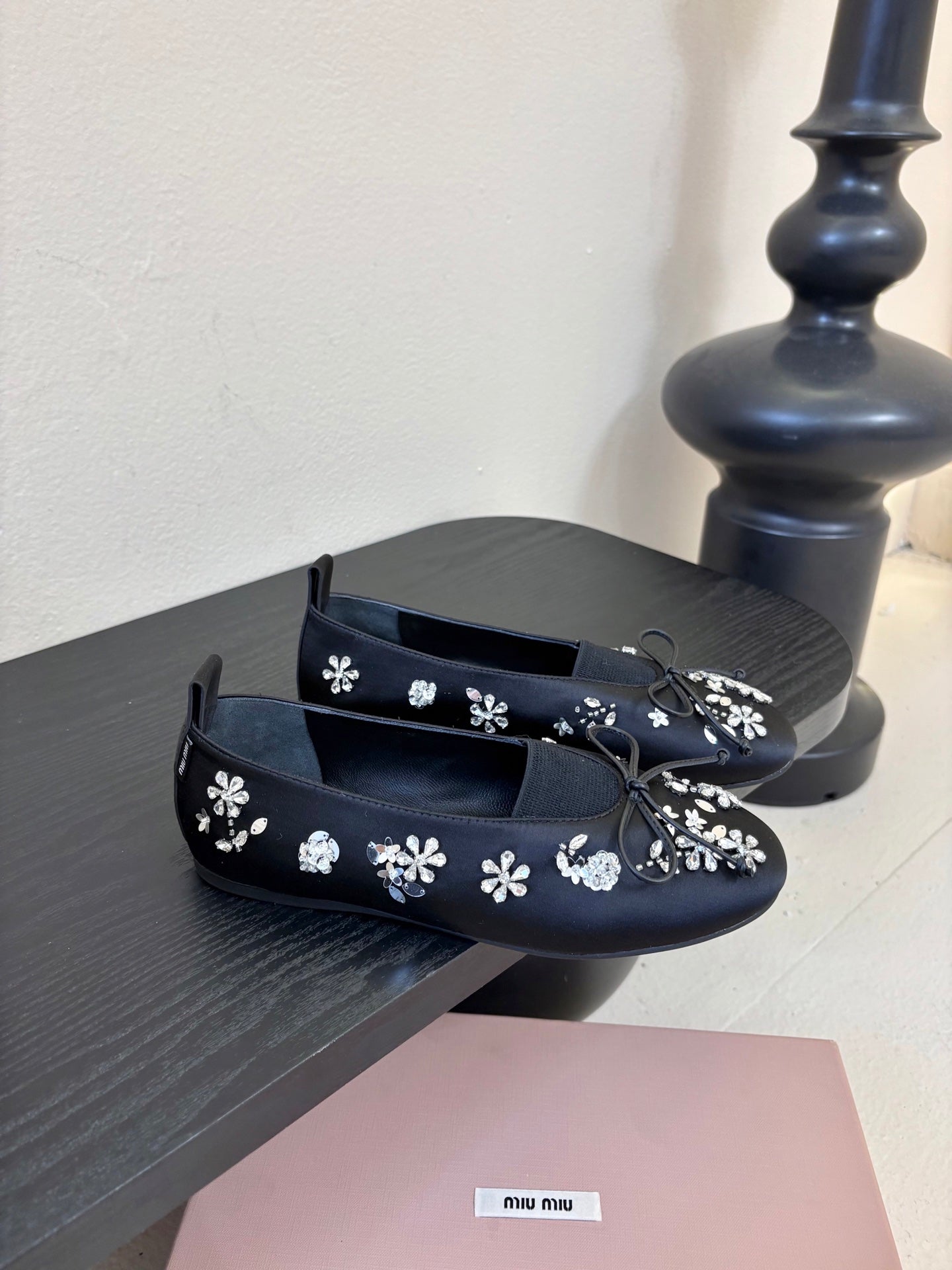 MIUMIU 25S MARY JANE SHOES IN NAVY BLUE SATIN