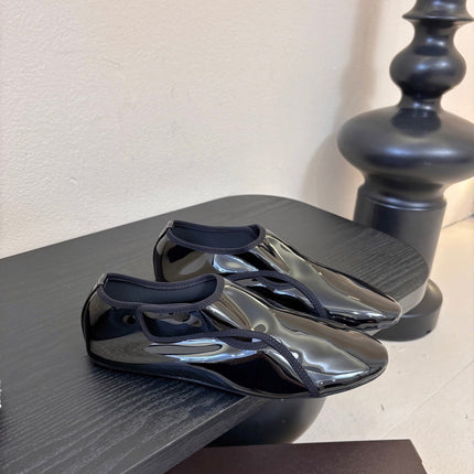 ALAIA 26S FLAT LOAFERS IN BLACK GLOSSY LAMBSKIN