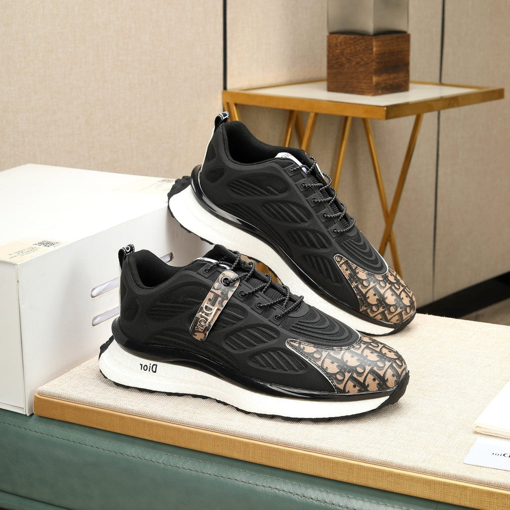 CD RUNNER SNEAKER BLACK AND DUSTY ROSE CALFSKIN