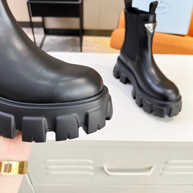 PRA MONOLITH BRUSHED BOOTIES 55 BLACK CALFSKIN