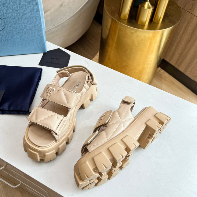 PRA MONOLITH NAPPA SANDALS BEIGE LAMBSKIN