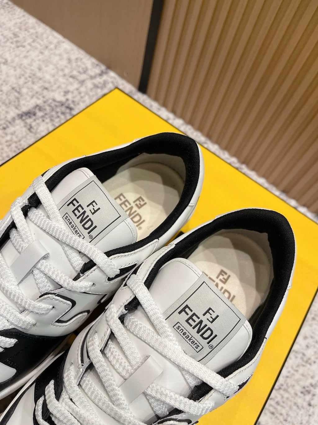 FENDI 25S MATCH SNEAKERS IN BLACK AND WHITE CALFSKIN STYLE 14