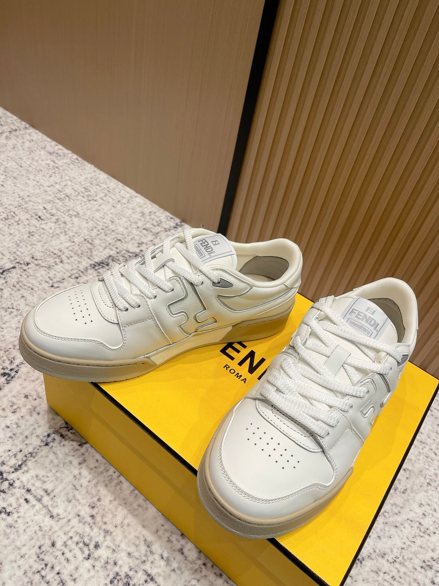 FENDI 25S MATCH SNEAKERS IN CREAM WHITE CALFSKIN STYLE 13