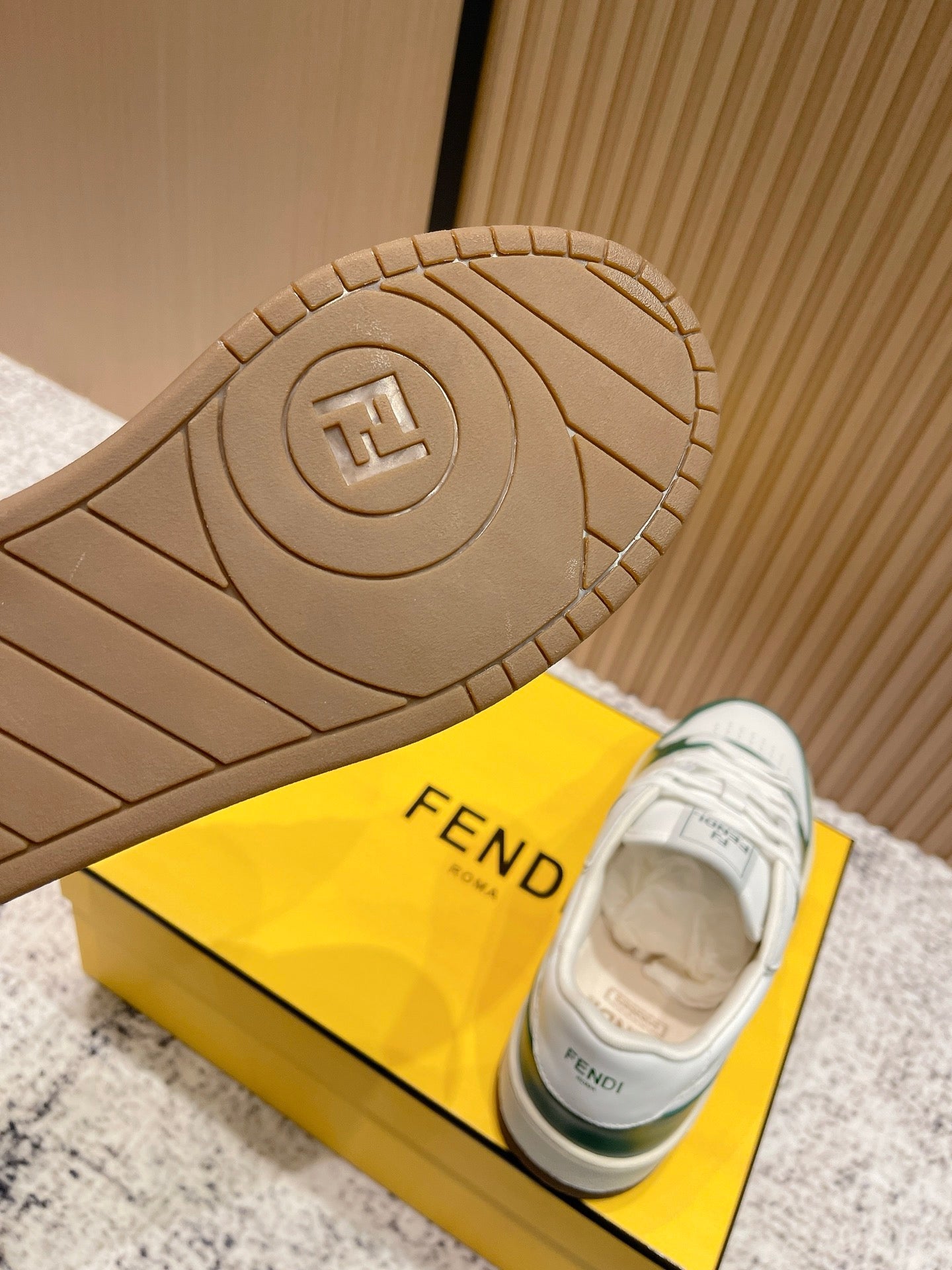 FENDI 25S MATCH SNEAKERS IN WHITE AND GREEN CALFSKIN STYLE 11
