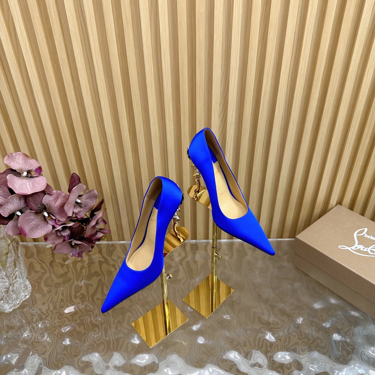 BELLAROSE KATE PUMPS 110MM IN RIBBON BLUE CREPE SATIN