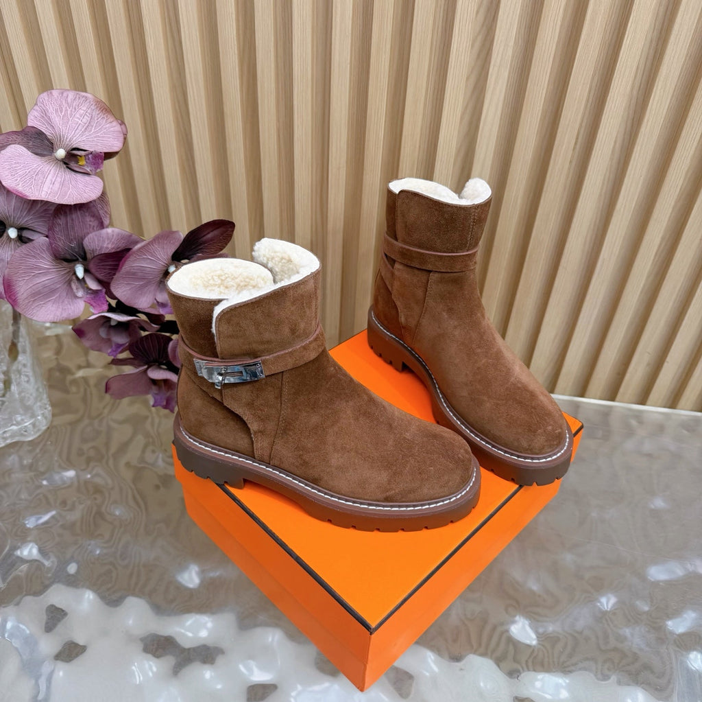 HM KELLY BOOT IN BRONZE BROWN SUEDE SILVER HARDWARE