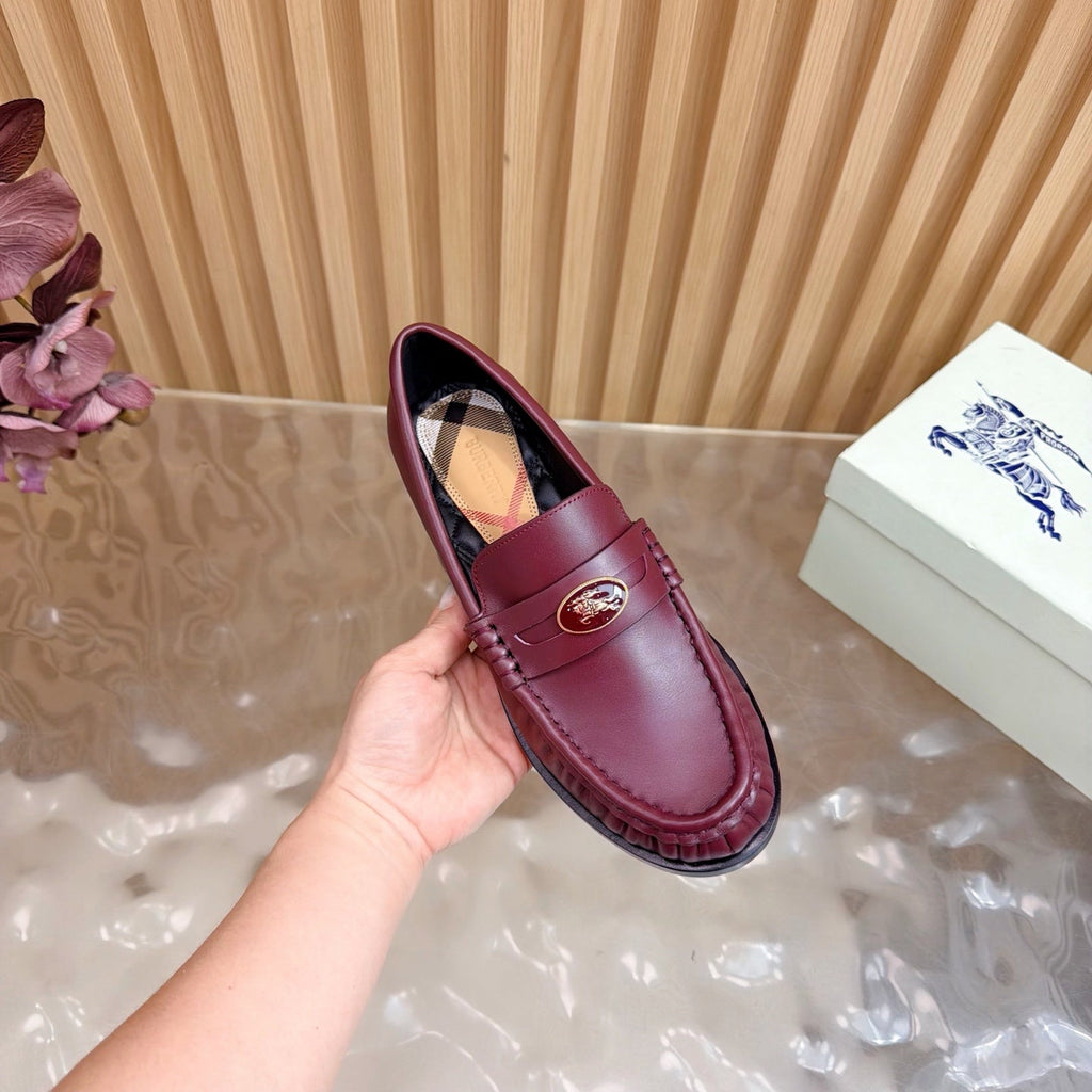 BURBERRY 26S LOAFERS IN DARK RED CALFSKIN