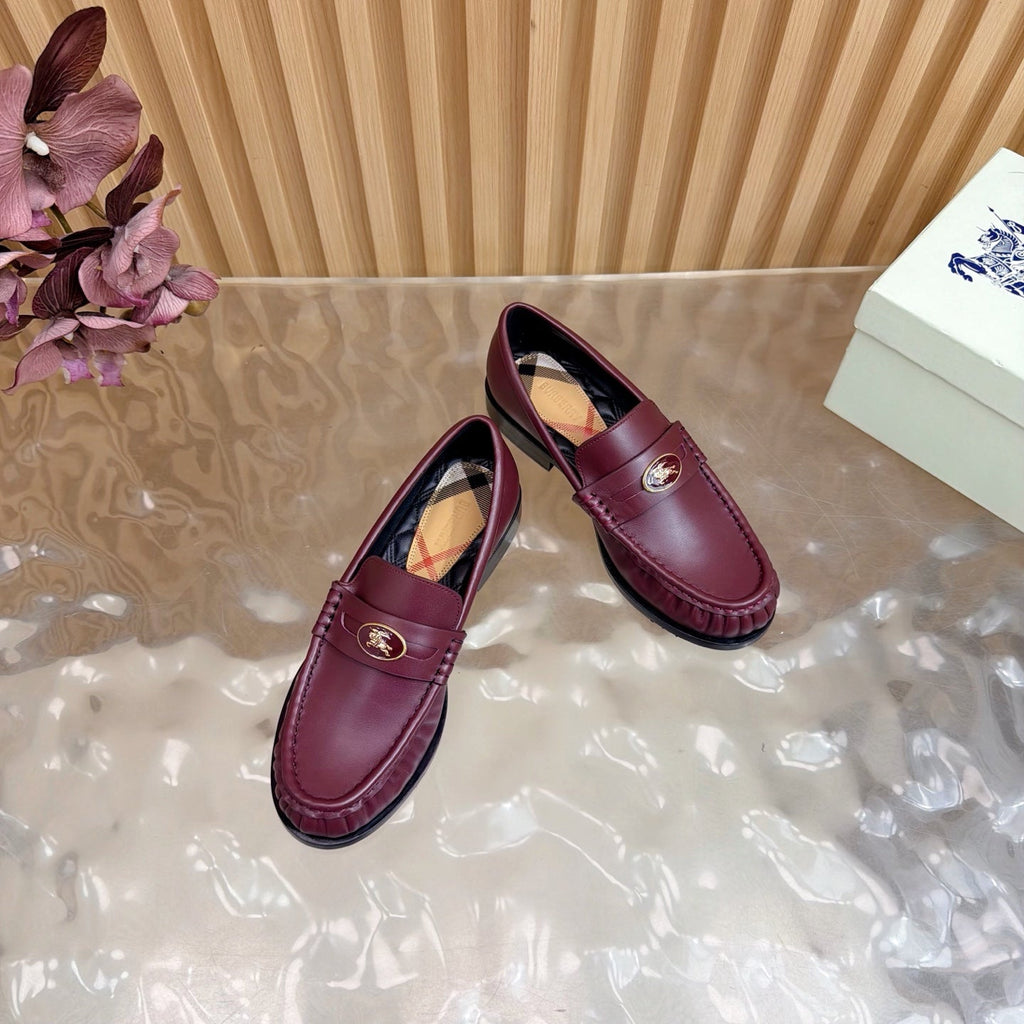 BURBERRY 26S LOAFERS IN DARK RED CALFSKIN