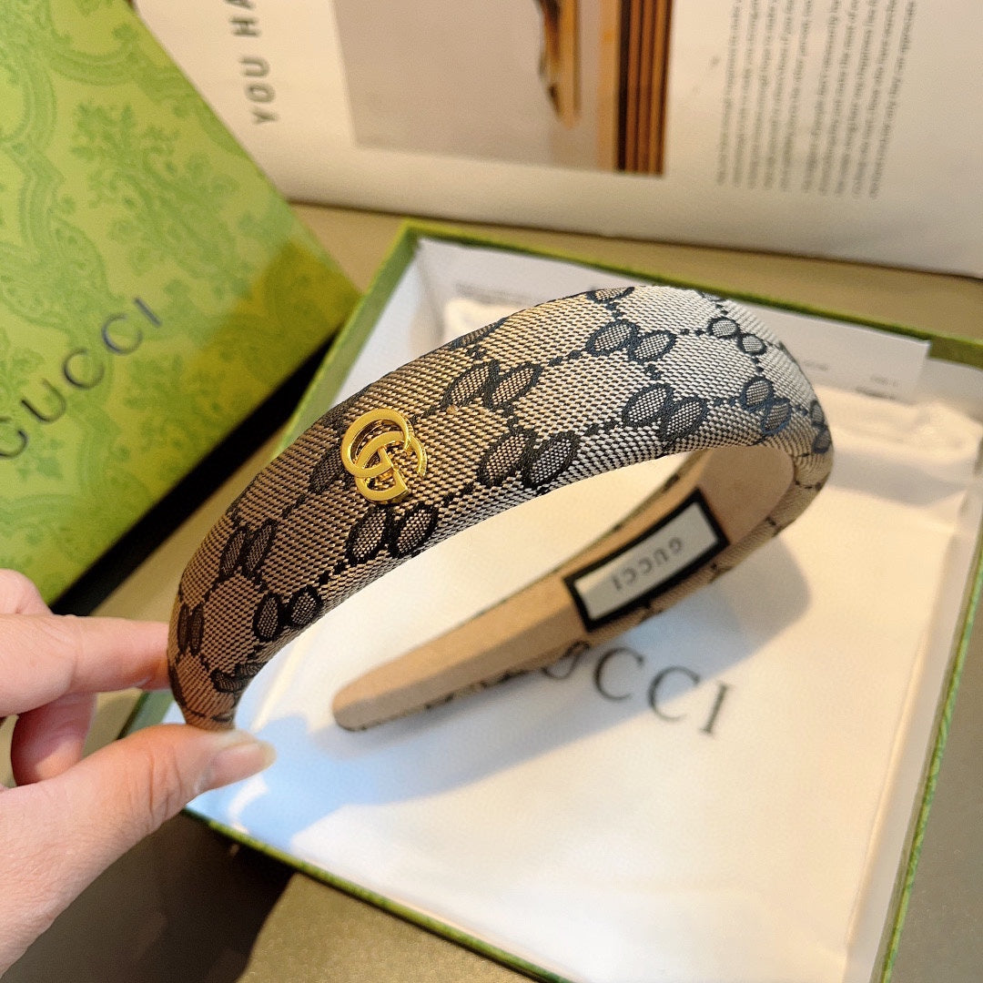 HEADBAND IN DARK BEIGE MONOGRAM CANVAS 406054