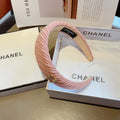 LIGHT PINK FABRIC HAIRBAND WITH GOLD LOGO 414436