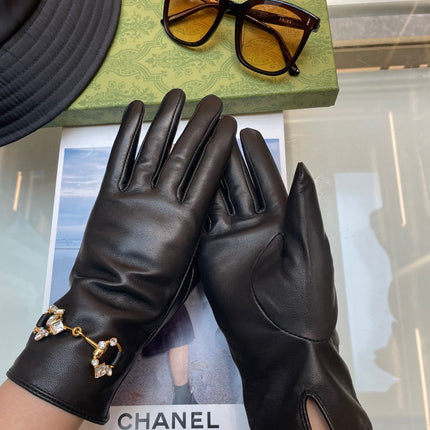 HORSEBIT GLOVES IN BLACK LAMBSKIN WITH CASHMERE LINING 454592