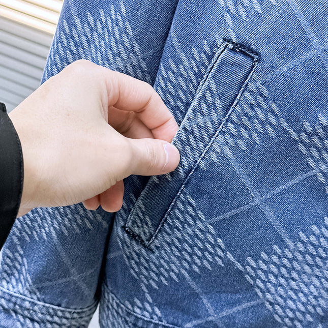 LV SHIRT JACKET IN BLUE DAMIER DENIM 239128