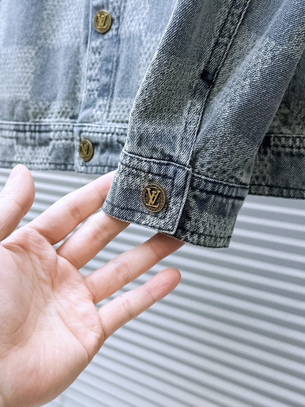 LV SHIRT JACKET IN COUNTRY BLUE DAMIER DENIM 239122