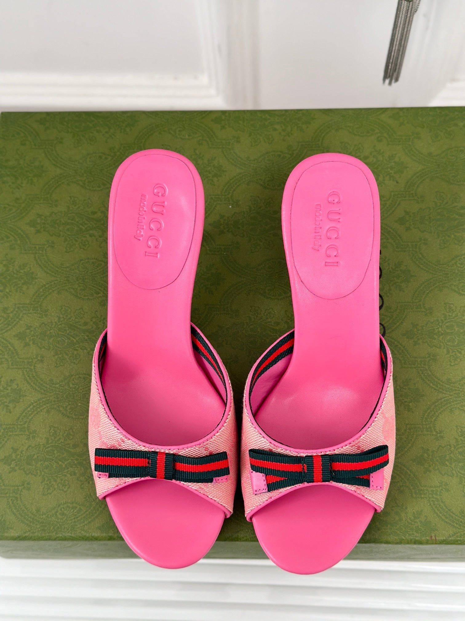 GG Vintage High Heel Slippers Pink