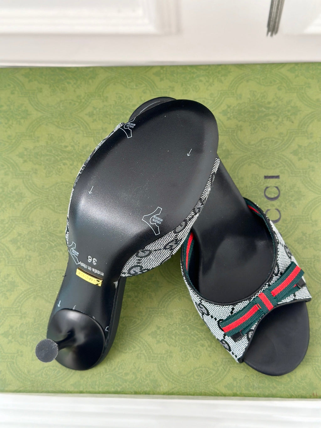GG Vintage High Heel Slippers Black