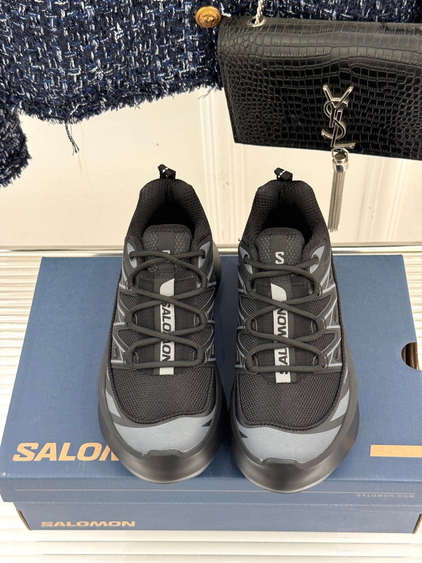 ALO 25S SALOMON XT-6 SNEAKER IN BLACK MESH FABRIC AND TPU STYLE 5