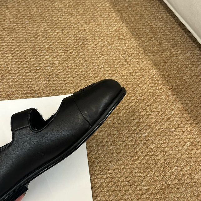 CHANEL 26S MARY JANE FLATS IN BLACK CALFSKIN WITH CC LOGO