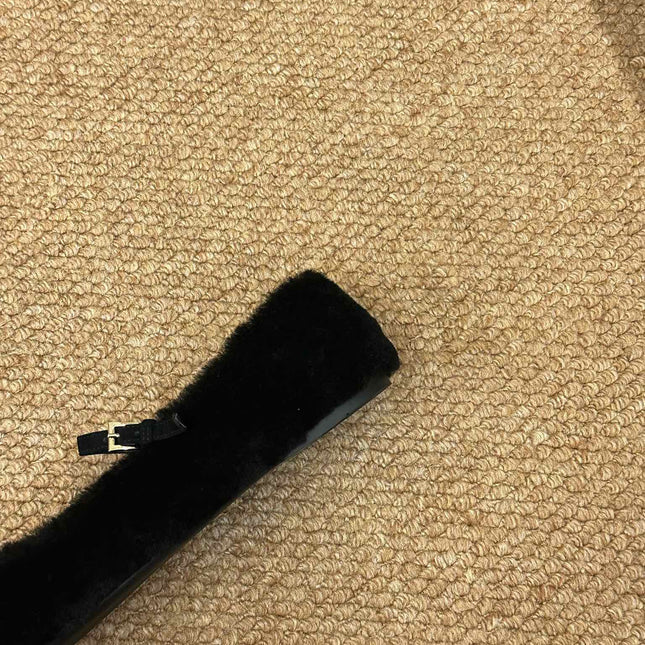 PRADA 26S SHEARLING BALLET FLATS IN BLACK