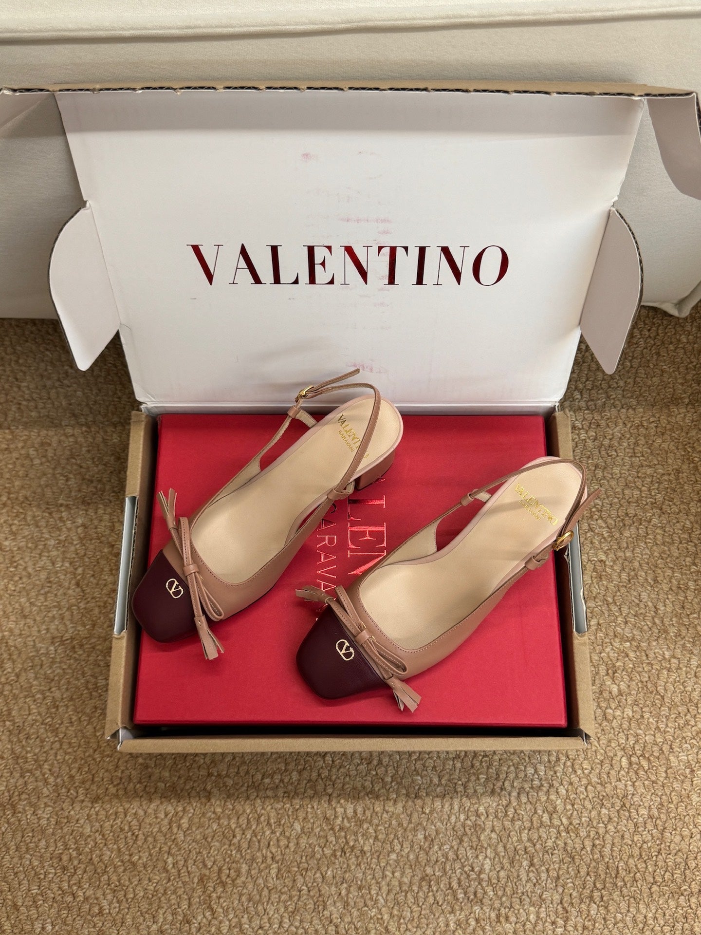 VALENTINO 26S HIGH HEEL SLINGBACKS IN BROWN CALFSKIN