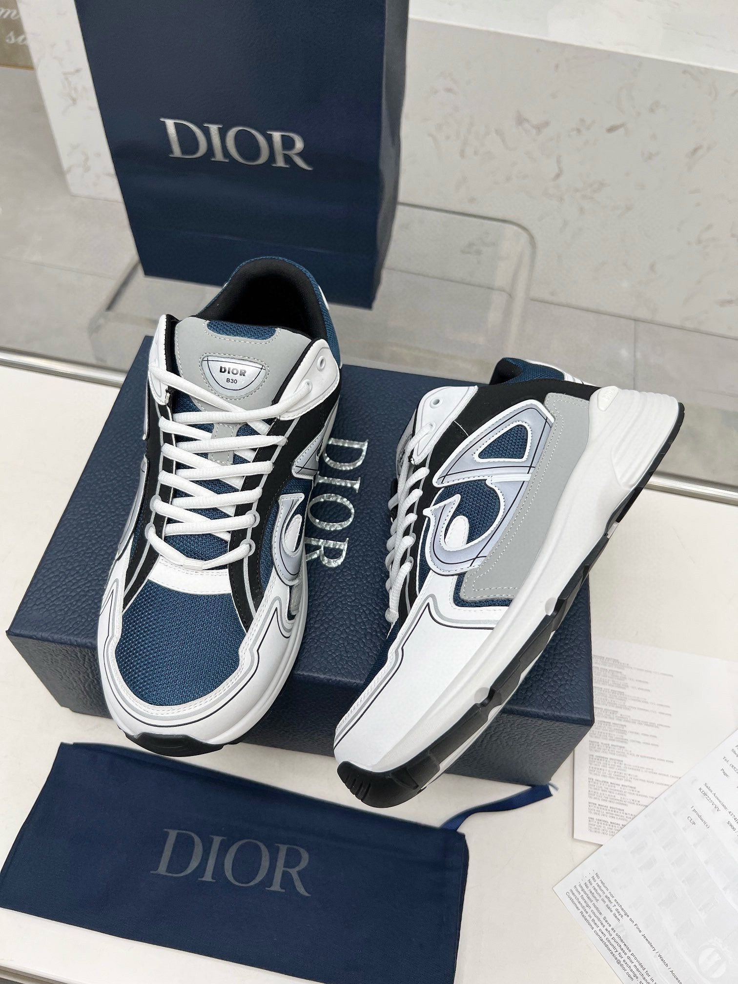 CD B30 SNEAKER AEGEAN AND WHITE MESH FABRIC