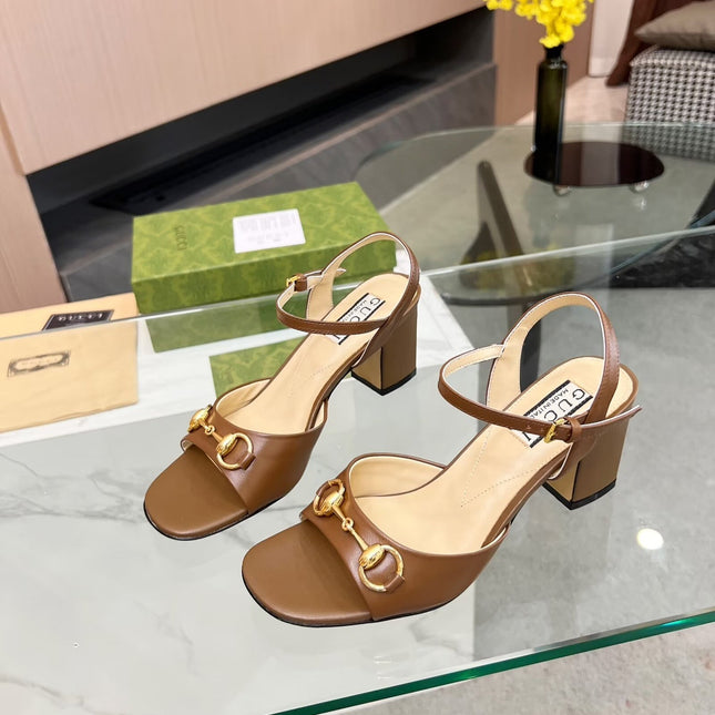 GG HIGH HEELS SANDALS 60 IN BROWN LAMBSKIN