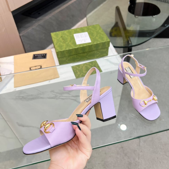 GG HIGH HEELS SANDALS 60 IN PURPLE LAMBSKIN