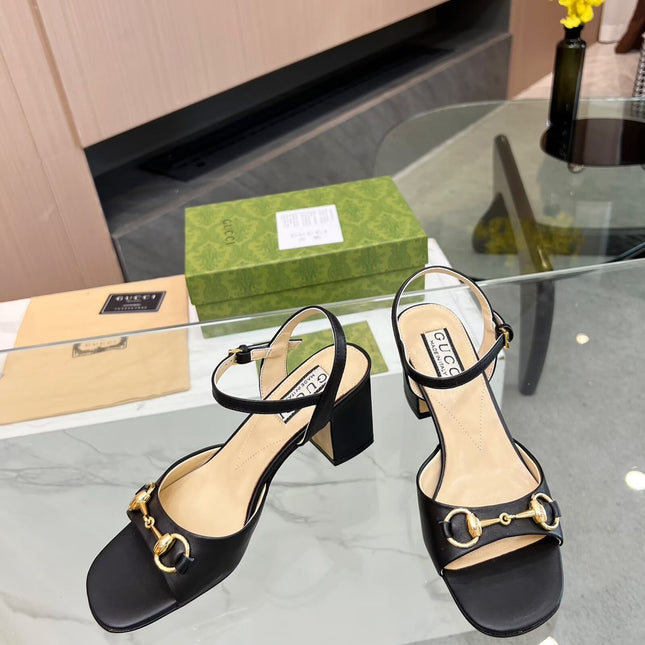 GG HIGH HEELS SANDALS 60 IN BLACK LAMBSKIN