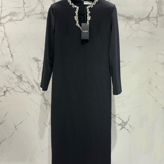 YSL 25S DIAMOND-EMBELLISHED LONG DRESS STYLE 186