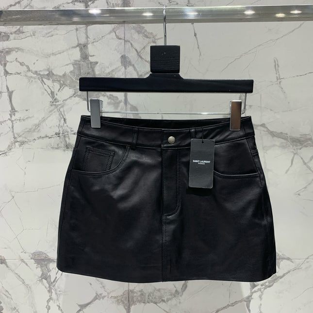 YSL 25S LEATHER MINI SKIRT STYLE 225