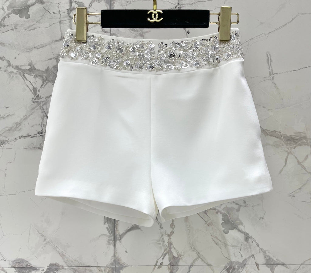 CHANEL 26S BEADED BODYCON SHORTS STYLE 1114