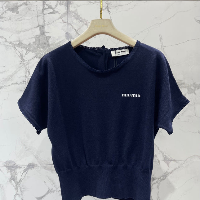 MIUMIU 26S SHORT SLEEVE KNIT TOP 1146