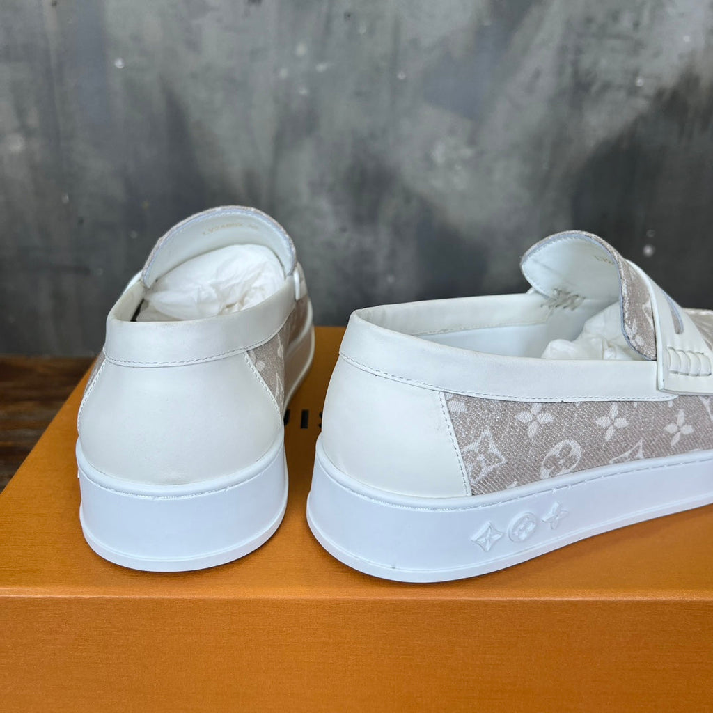 LV LOAFER IN ALMOND BROWN MONOGRAM CANVAS AND CALFSKIN