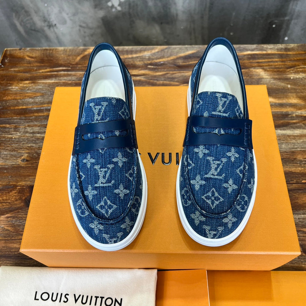 LV LOAFER IN DENIM BLUE MONOGRAM CANVAS AND CALFSKIN