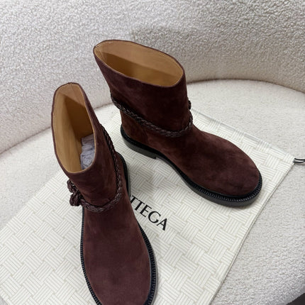 BOTTEGA VENETA 26S ANKLE BOOTS IN BROWN SUEDE WITH ROPE DETAIL