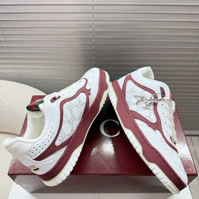 GUCCI 26S MAC80 SNEAKER IN WHITE AND RED LEATHER