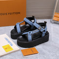LV 26S CHAMELEON PLATFORM SANDALS 60MM IN BLUE DENIM AND EVA