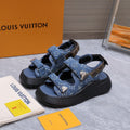 LV 26S CHAMELEON SANDALS 60MM IN BLUE MONOGRAM COATED DENIM AND EVA