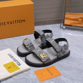 LV 26S SANDALS IN GREY MONOGRAM COATED DENIM GOLD HARDWARE