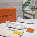 LV 26S GALA FLAT BALLERINA IN WHITE MESH WITH WITH RHINESTONES