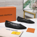 LV 26S GALA FLAT BALLERINA IN BLACK MESH WITH WITH RHINESTONES