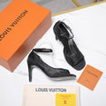 LV 26S GALA SANDAL 85MM IN BLACK MESH WITH WITH RHINESTONES
