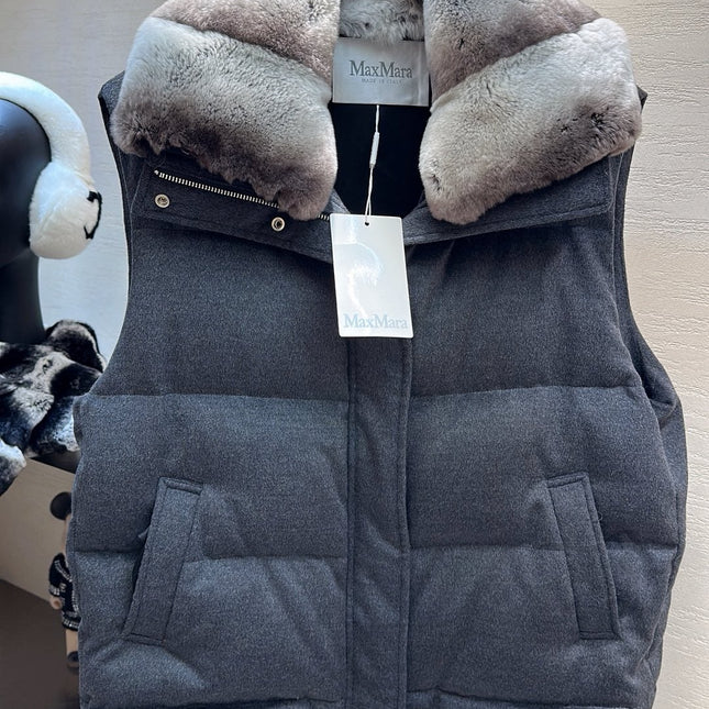 MAX MARA 25S VEST WITH RABBIT FUR COLLAR 057