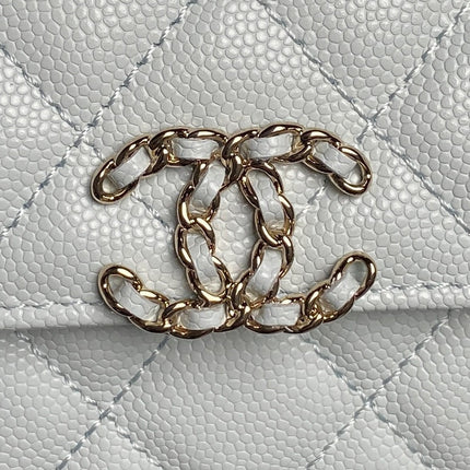 CHANEL 25S KELLY BAG 19 IN POWDER BLUE CALFSKIN GOLD HARDWARE