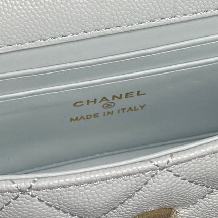 CHANEL 25S KELLY BAG 19 IN POWDER BLUE CALFSKIN GOLD HARDWARE